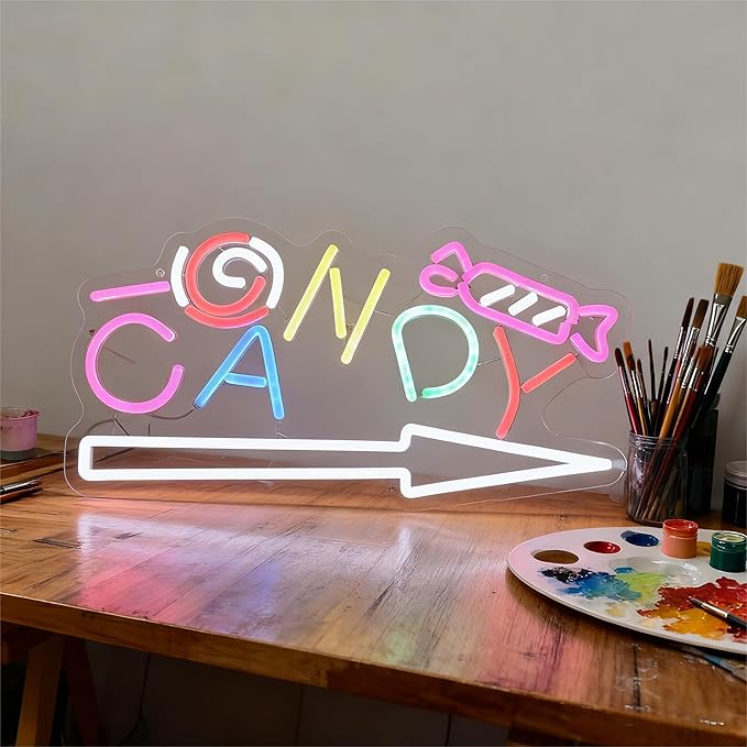 CANDY NEON SIGN - Vibrant LED Neon Light for Room Decor,