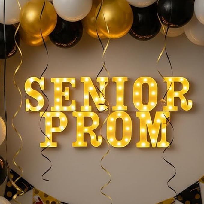 10 Pcs Senior Prom Decorations Large LED Letter Light Sign Battery Powered Graduation Table Decorations for for Senior High School College Table Wall Centerpieces Decor Party Supplies