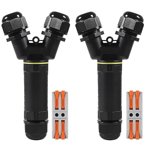 2PCS IP68 Waterproof Electrical Cable Connector, Outdoor 2 Way Y Shape Junction Box, 32A/450V Waterproof Wire Connectors for AWG 28-12, Quick Screwless Installation