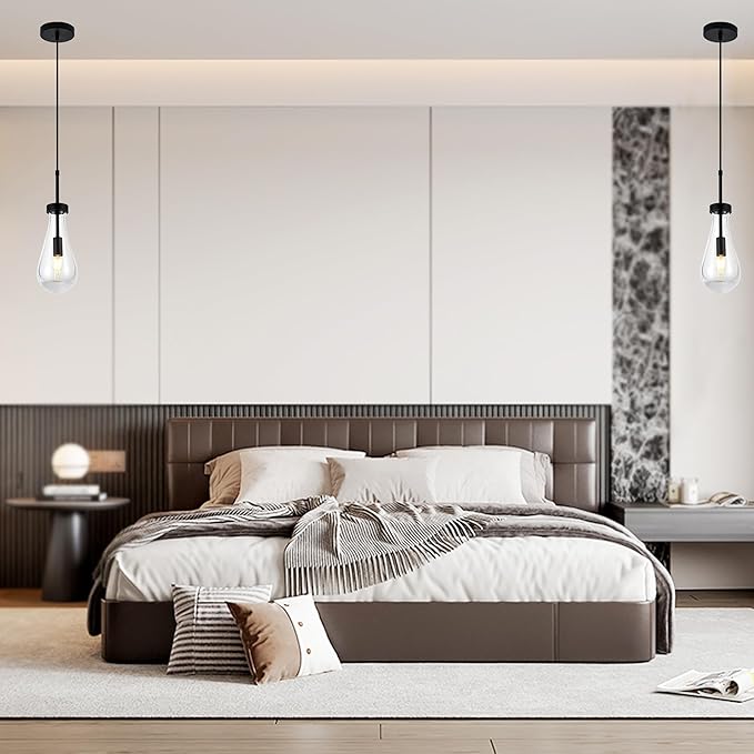 Black Raindrop Pendant Lights, Teardrop Pendant Light, Black Kitchen Island Pendant Lighting, 1-Light Interior Pendant Light in The Kitchen Island Living Room Bedroom Bathroom, Dining Room,Hallway