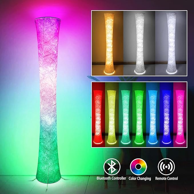 Floor Lamp, RGB Color Changing Led Smart Lamp, Music Sync, APP Remote Control, 62'' Standing Lamp for Living Room Bedroom Game Room