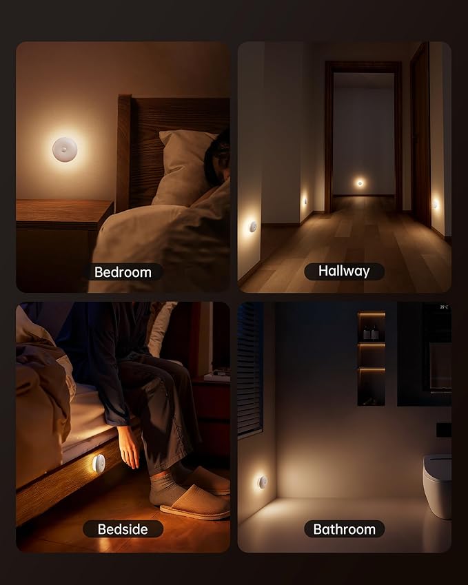 Homelist 2026 New 1500mAh Indirect Lighting Night Light, Bedside Table Lamp, Dimmable Rechargeable Motion Sensor Lights Indoor for Bedroom Nightstand, Cabinet, Porch, Hallway, Stairs, 6 Pack