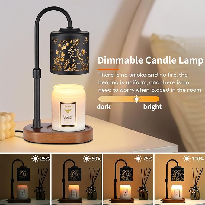 Dimmable Candle Warmer Lamp with Timer Adjustable Height for Scented Jar Candles Electric Candle Wax Melt Warmer for Home Decor Christmas Birthday Gifts for Women Mom(Cat)