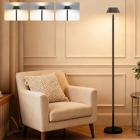 Cordless Floor Lamp Dimmable Rechargeable - Indoor/Outdoor Cordless Tall Standing Lamp with 3 Color Temps & Stepless Dimmable, Waterproof Outdoor Floor Lamp for Living Room, Bedroom, Patio
