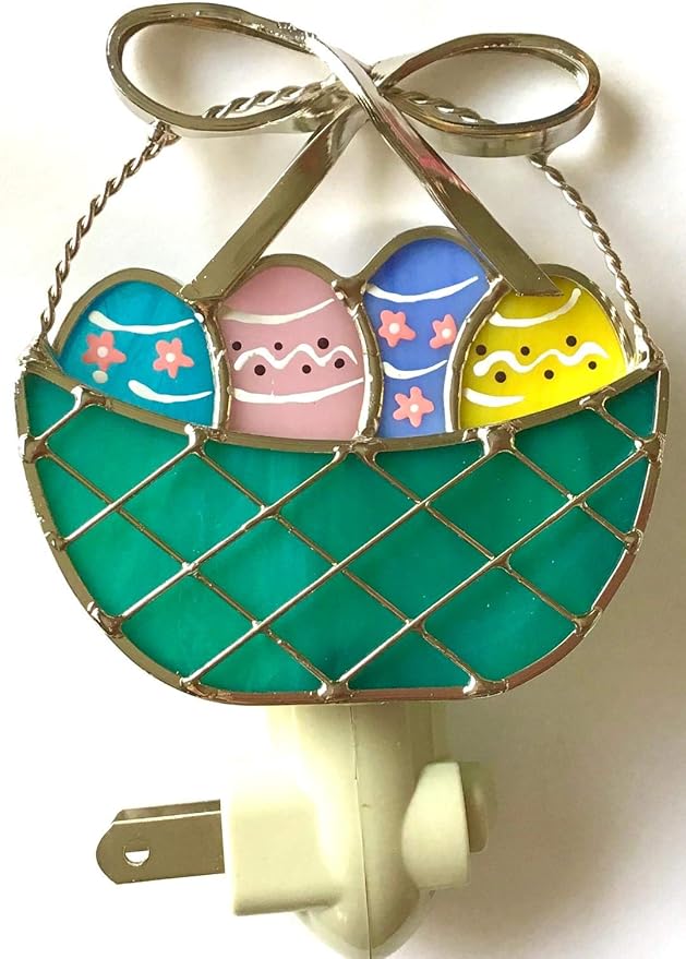 JGS Stained Glass Easter Basket Night Light