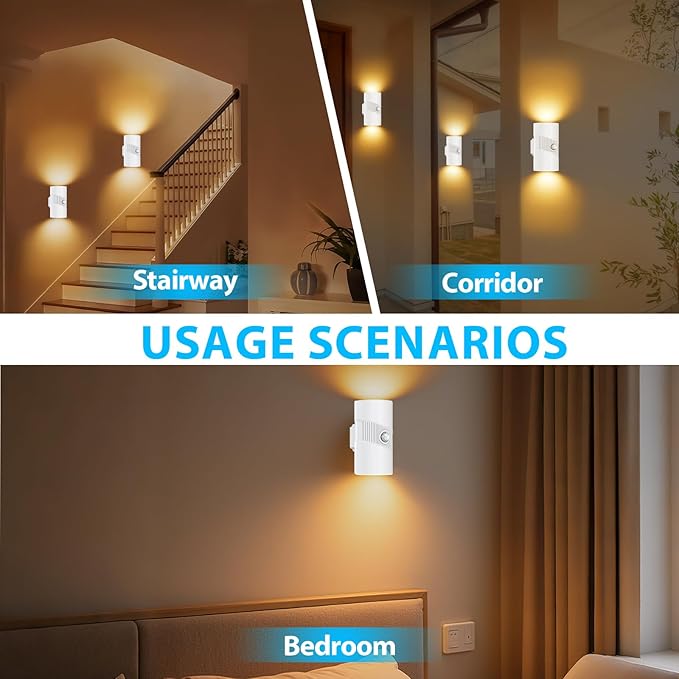 Night Light with Motion Sensor, Rechargeable Color Changing LED Night Lights Stick-on Magnet, 0-100LM Adjustable Brightness Nightlights for Toilet Hallway Bedroom Stairway (Warm)
