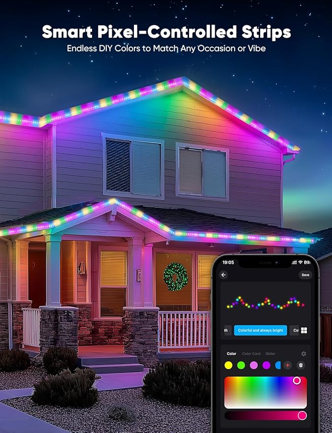 GZBtech RGB+IC+CCT LED Strip Lights 16.4FT/5M, Outdoor Color Chasing Festival Light with Warm&Cold White, Dimmable IP65 Waterproof LED Christmas/Halloween Lighting for Party, Patio, Garden, ETL Listed