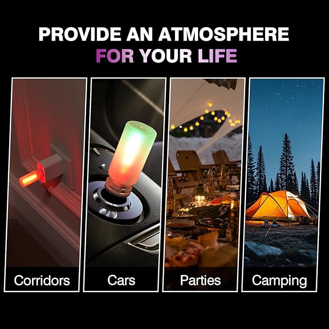 Portable Touch controll LED Night light, Mini USB Bulb Lamp for car decoration atmosphere,glass bottle 13-Mode Dimmable night lights plug into wall for bedroom,kids room,bathroom and hallway,2 Pack