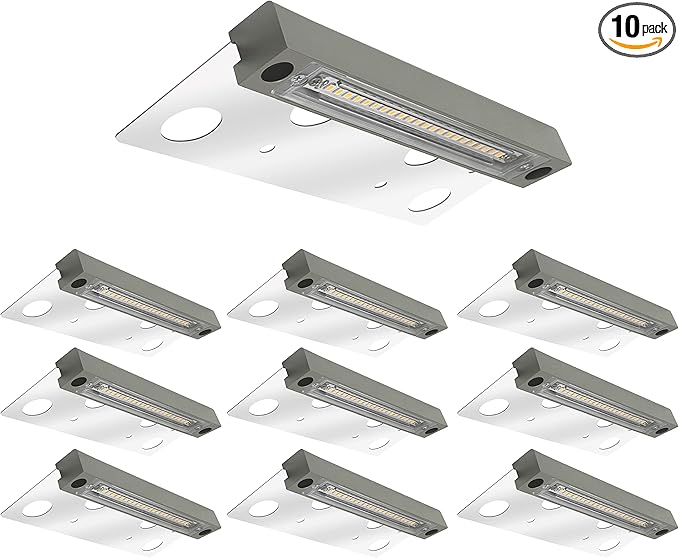 GKOLED 10-Pack 6.8 Inches Low Voltage Hardscape Light, 12V AC/DC Retaining Wall Lighting, 4W 2700K Paver Wall Lights, Outdoor Step Lights, Die-cast Aluminum Housing, Gray, UL Listed