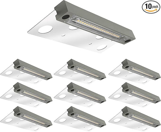 GKOLED 10-Pack 6.8 Inches Low Voltage Hardscape Light, 12V AC/DC Retaining Wall Lighting, 4W 2700K Paver Wall Lights, Outdoor Step Lights, Die-cast Aluminum Housing, Gray, UL Listed