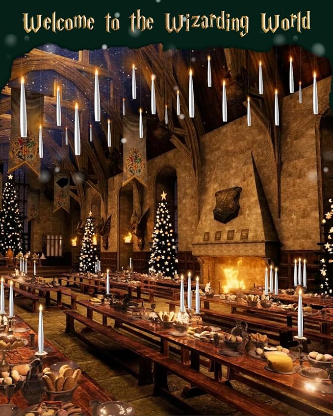 Floating Candles with Wand Remote 18PCS - Christmas Hanging Candle with Glasses, Tie, Scarf, Magic Flameless Taper Candles Floating Lights Gifts for Xmas Decorations Wedding Birthday Party Decor