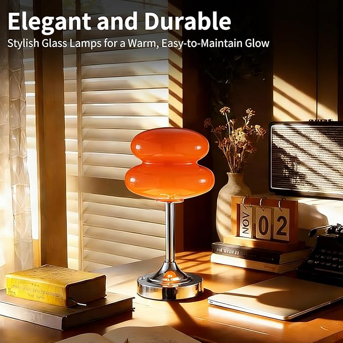 Cordless Mushroom Lamp Table Lamp for Bedroom, Battery Operate Mini Modern Mid Century Lamps,Unique Aesthetic Home Living Room Decor