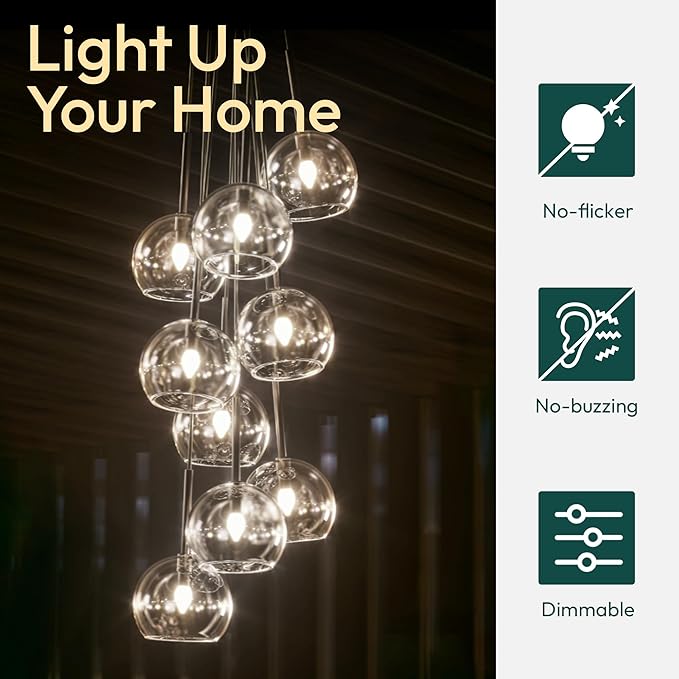 ALAMPEVER E12 LED Bulb 100 Watt Equivalent, 800LM Super Bright Dimmable LED Light Bulb, B11 5000K Daylight White Candelabra Bulb, 5.5W, 24 Pack