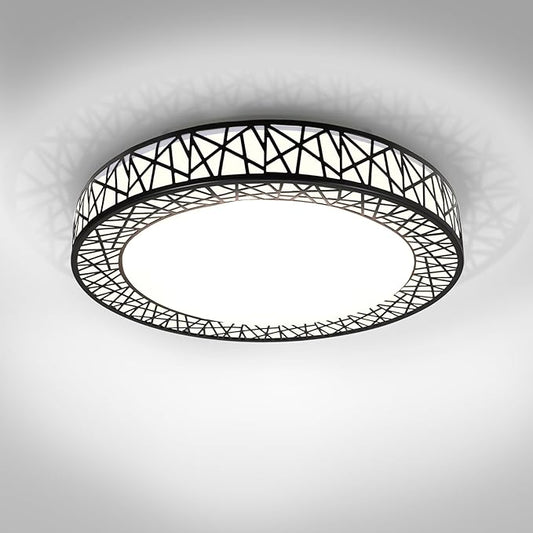 ASD 18 Inch LED Flush Mount Ceiling Light Fixture for Bedroom, 35W 1992LM 5CCT 2700K-5000K, Triac Dimmable Lights, Dining, Living Room, Kitchen Lamps, Modern Home Lighting Fixtures, Black, ETL