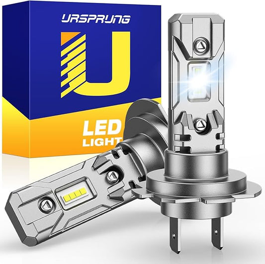 Ursprung H7 Led Light Bulbs,𝟓𝟎,𝟎𝟎𝟎𝐋𝐌 𝟏𝟎𝐗 Super Bright H7 Fog light Bulbs, Real Mini Size No Adapter Needed，6500K White, Pack of 2【 2025 Latest & Upgraded 】