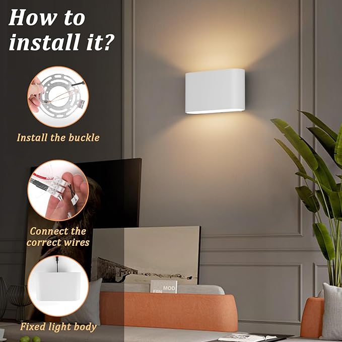 Aipsun Modern LED Wall Sconces 1 Pack Hardwired Interior Wall Lights Indoor Aluminum Up and Down Wall Mount Light for Living Room Bedroom Hallway Corridor Warm White 3000K(with G9 Bulbs)