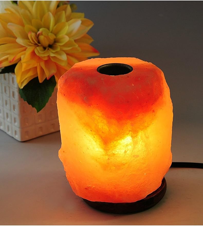 AMOYSTONE Medium Aromatherapy Salt Lamp with Essential Oil Tray, Hand Carved Himalayan Rock for Desk Decor(4-6 lbs)
