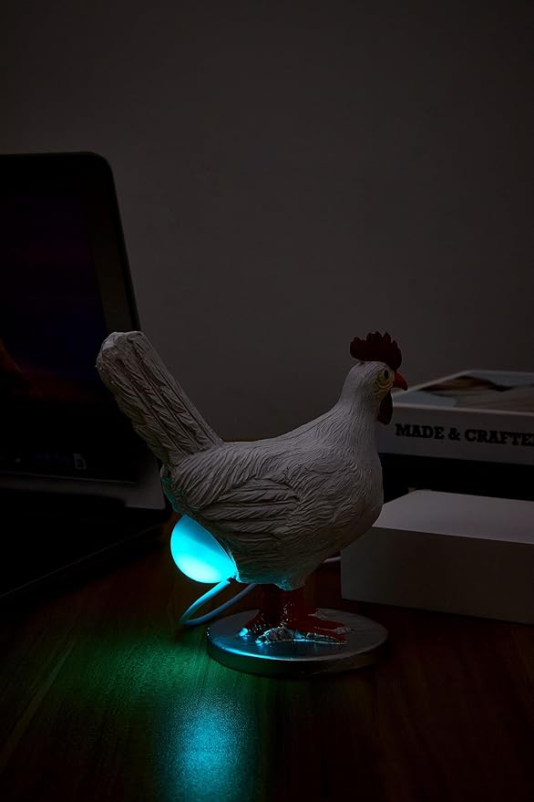 Chicken Lamp, 3D Resin Hen Laying Egg with Color Gift Box, Lifelike LED Egg - Funny Easter Christmas Birthday Gift