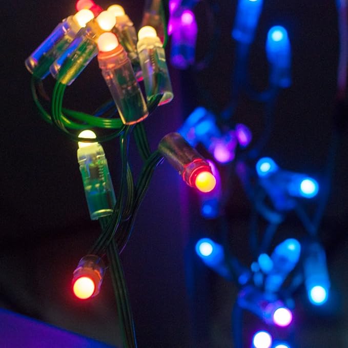BTF-LIGHTING WS2811 Diffused Digital RGB LED Pixel String Light 12mm Individually Addressable Round LED Module 50pcs/String IP68 Waterproof DC 5V