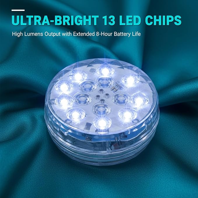 Saker Submersible LED Pool Lights - 13-Bead Underwater Light with 21-Key Remote, Waterproof Color-Changing RGB Lights for Pools, Hot Tubs, Ponds, Spa & Party Décor (2PCS)
