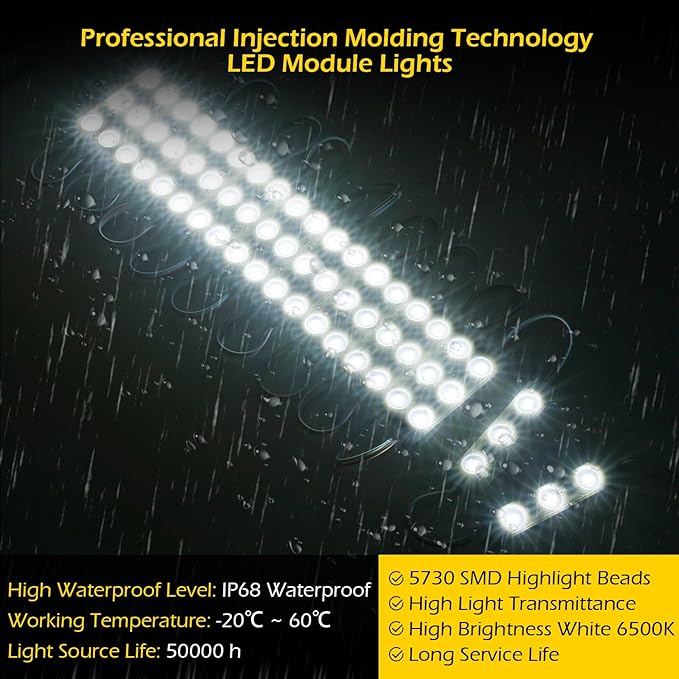 Dyna-Living 100FT White LED Storefront Lights APP Bluetooth & IR Remote Control 200PCS 3-LED 5730 SMD Module Light with Music Sync Mode IP68 Waterproof Storefront Light for Business