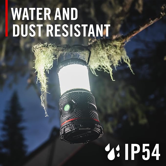 Coast EAL35R 1000 Lumen Voice-Controlled LED Emergency & Camping Area Lantern with Warm, Cool White, Day, Red & Red Flashing Mode, Power Bank Functionality - Black