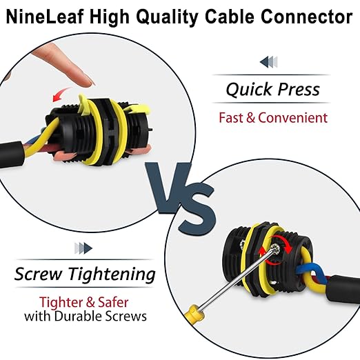 Junction Box Outdoor Waterproof Electrical Cable Connector,NineLeaf 6PK 3-PIN M20 Extension Electrical Cable Protector for Cable Diameter Ø5-12mm,for Outdoor Road Landscape Lights,External Cord Boxes