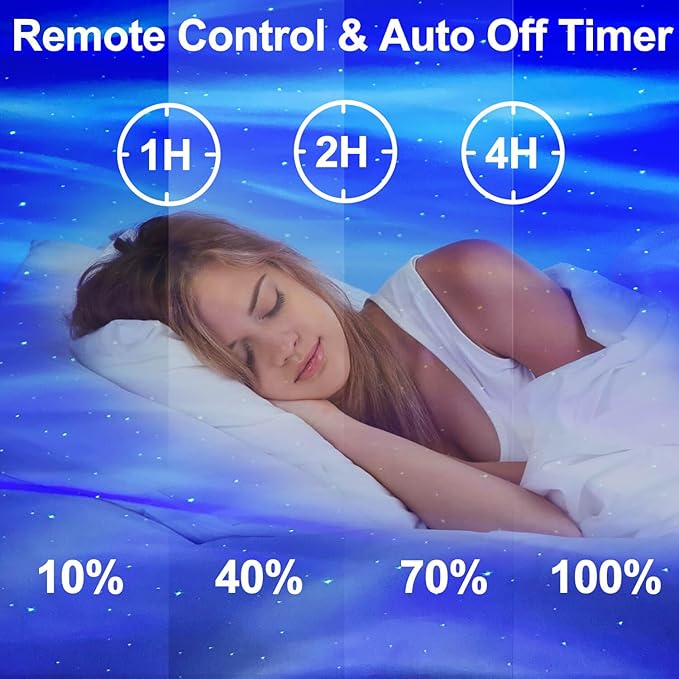 Aurora Star Projector with Bluetooth Speaker & White Noise – Northern Lights Galaxy Night Light for Bedroom, Remote Control Ceiling Projector for Kids & Adults, Home Theater Decor (White)