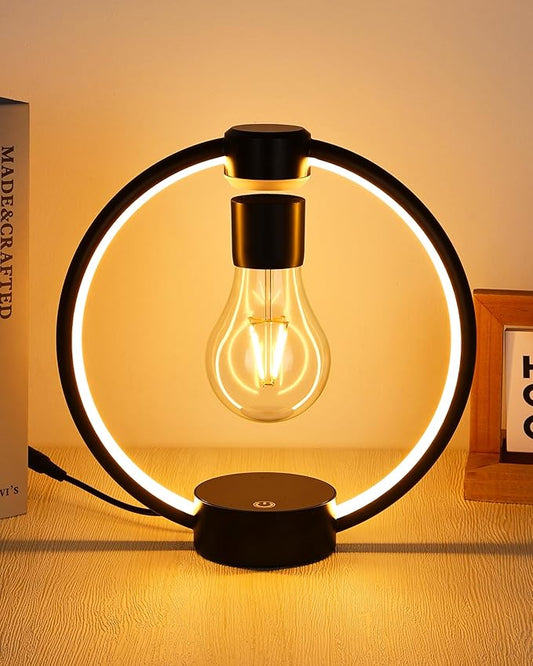 Levitating Table Lamp, Decorative Desk Lamp with 3 Light Modes and Touch Sensor, 360° Rotating LED Bulbs Bedside Lamps Cool Night Light for Living Room Bedroom Nightstand Table Patio