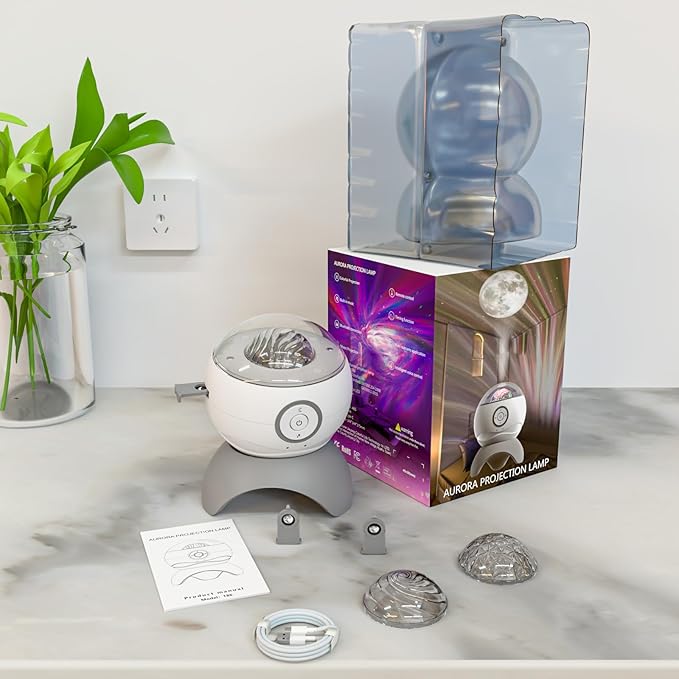 Colorful Life Valentine's Day Exclusive Aurora Galaxy Projector, Romantic Ocean Wave & Moon Lamp, 3 Covers, USB Powered, Bedroom Decor & Valentine's Gift for Her