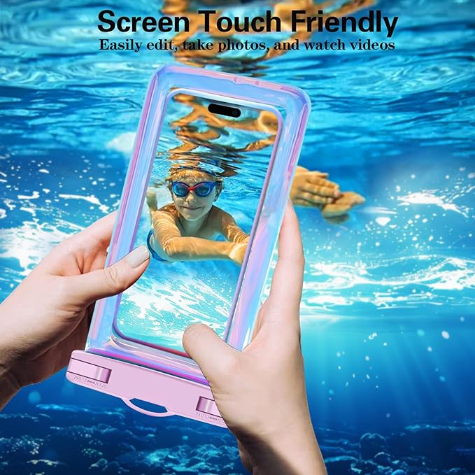 Up to 8.3" 2 Pack Iridescence Universal Waterproof Phone Pouch, Large Phone Waterproof Case Dry Bag, Protection Level: IP68, Outdoor Sports for Apple iPhone,Samsung,and More, Iridescence 2 Pack