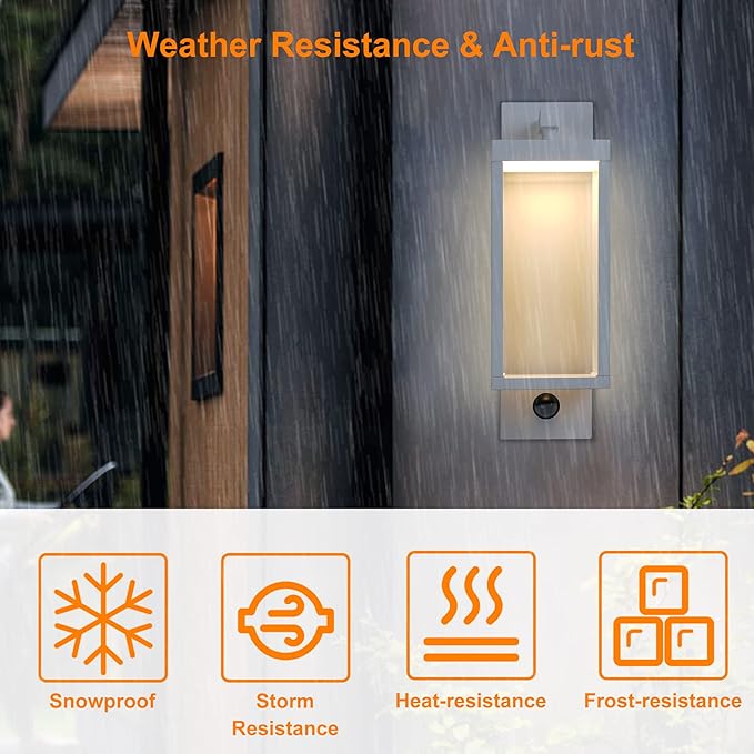 Lustrlach 2 Pack Motion Sensor Outdoor Light Fixtures Wall Mount,Exterior Wall Sconce, Porch Light, Garage Lights, Waterproof Motion Lights for Outside, Garden, Front Door