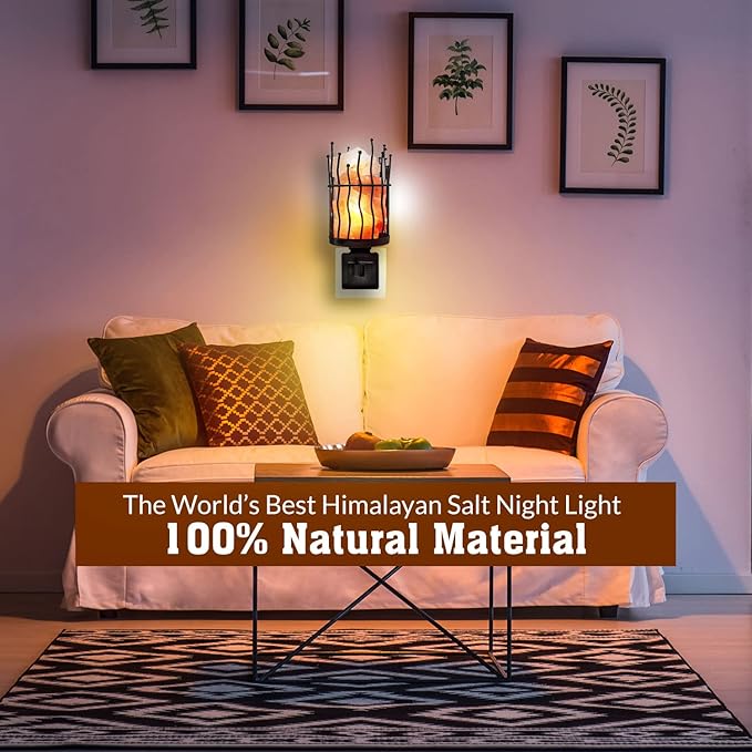 Himalayan Glow Lattice Style Basket Salt Lamp Night Light with Pink Salt Chunks | 360 Degree Rotatable Wall Plug, Ideal Gift for Home Décor (Pack of 2)