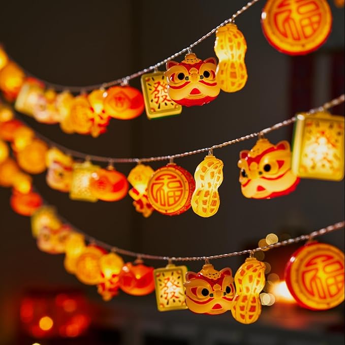 LOLStar Chinese New Year Decorations 2026, Lunar New Year String Lights 20 LED Window Lights Battery Operated (Not Included), Timer Function & 8 Flashing Modes, Spring Festival Lights for Home Decor