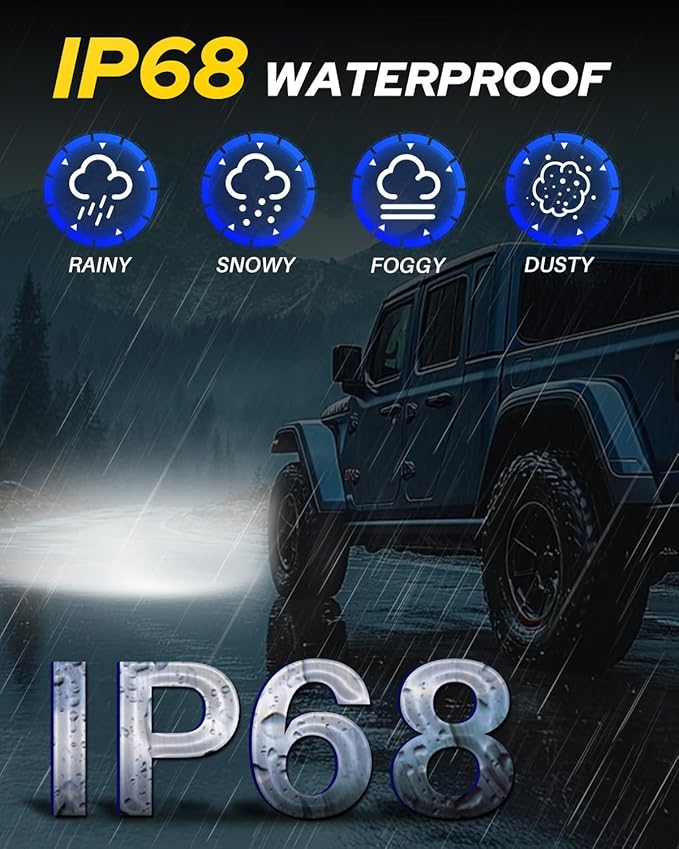 AUTOONE H11/9005/H9/HB3 Bulbs Combo, 70,000LM Super Bright H11 9005 Fog Light Bulbs, 1:1 Size, White, Pack of 4