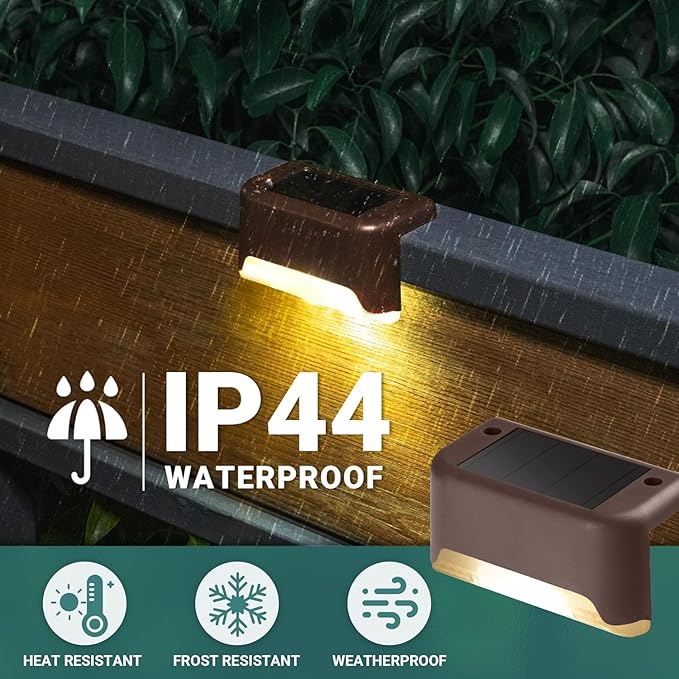 GIGALUMI 12 Pcs Solar Deck Lights, Bronze Finished Waterproof Led Solar Lamp for Outdoor Pathway, Yard, Patio, Stairs, Step and Fences (Cool White)
