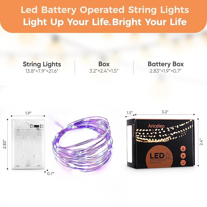 1 Pack 16.4ft Battery Operated String Lights with Timer, Blue with Synchronized Twinkle Mode, Fairy Lights Battery Powered, 50 LEDs, Idea for Christmas Bedroom Party Wedding