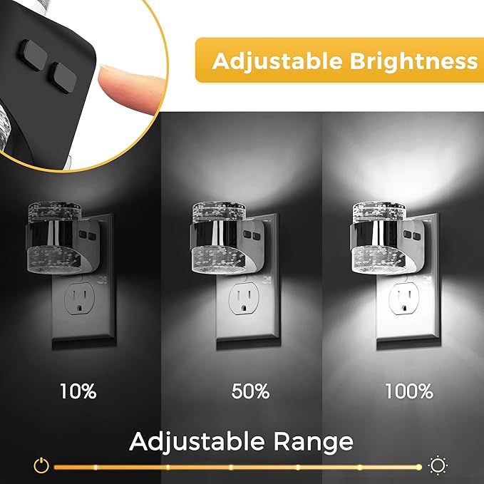 L LOHAS LED 4 Pack 3CCT Night Lights Plug into Wall, 3000K/4000k/5000K Adjustable Color Temperature Night Light,Bubble Nightlight with Dusk to Dawn Sensor for Rooms Bathroom Hallway