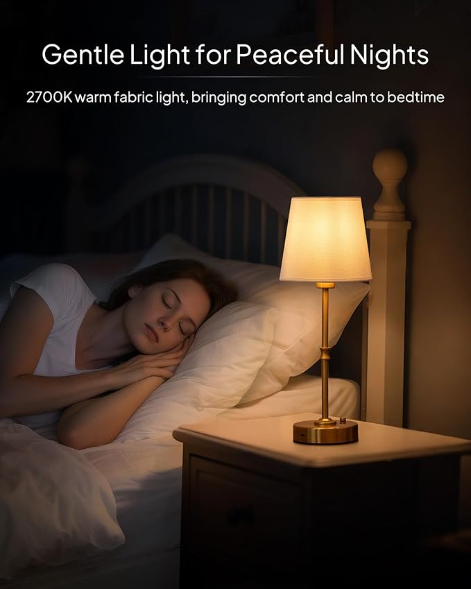 EppieBasic Cordless Table Lamp Rechargeable: Fast Charging & Long Lasting - 2700K Warm Light Vintage Gold Lamps for Women Housewife - Dinning Living Room Bedroom - 2 Pack