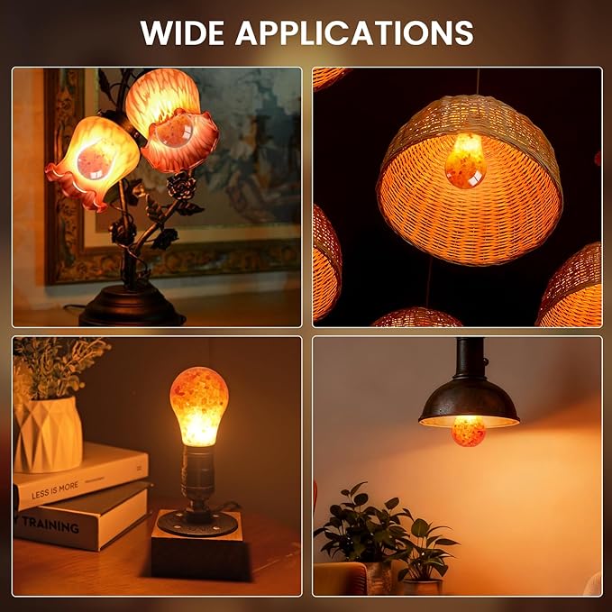 6W E26 Himalayan Salt Light Bulb, E26 LED Warm Amber 2200K Mood Lighting Night Light, Non Dimmable, E26 Stress Relief Light Bulb, Edison Screw Bulb for Home Decor, Bedroom Decor