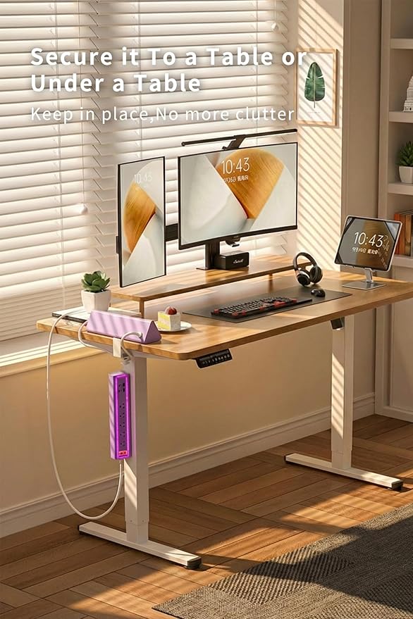 Desk Clamp Power Strip with Nightlight, 40W Fast Charging, 10FT Extension Cord, 4x20W USB-C & 2 USB Ports, 5 AC Outlets, Fits 1.69-Inch Table Edges