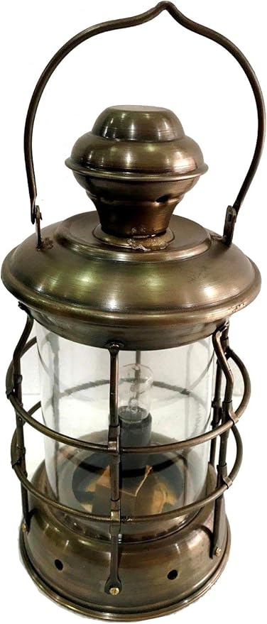 Antique Brass Lantern Electric Lamp Decorative Hanging Lantern Marine Ship Lamp Decor