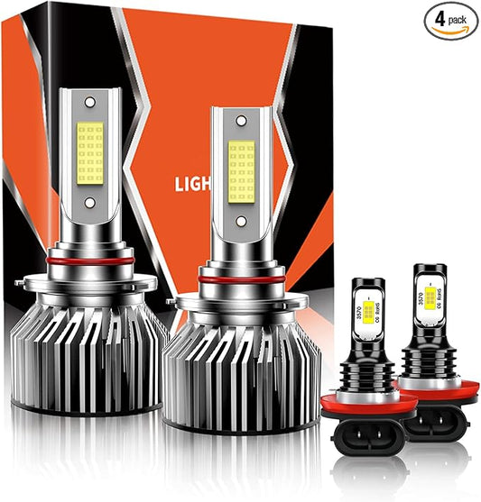 Compatible for 2011 2012 2013 2014 2015 Ford Explorer Fog Lights Bulbs Combo 6500K White Plug-and-Play Vehicle Light Bulb, Pack of 4