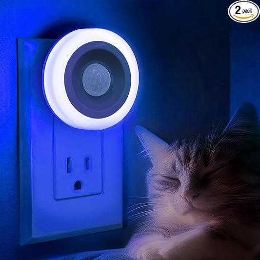 Briignite Motion Sensor Night Light Blue, [2 Pack] Night Lights Plug into Wall, Auto On/Off Motion Activation Nightlight, Energy-Saving 0.6W LED Blue Night Light, Ideal for Kids, Bedroom, Bathroom