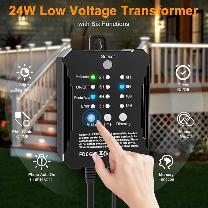 Low Voltage LED Deck Lights Kit with Transformer Timer, Dusk-to-Dawn Outdoor Step Lights Waterproof IP67, Warm White, Surface Mount Stair Lights for Deck, Patio, Railing, Fence (6 Pack)