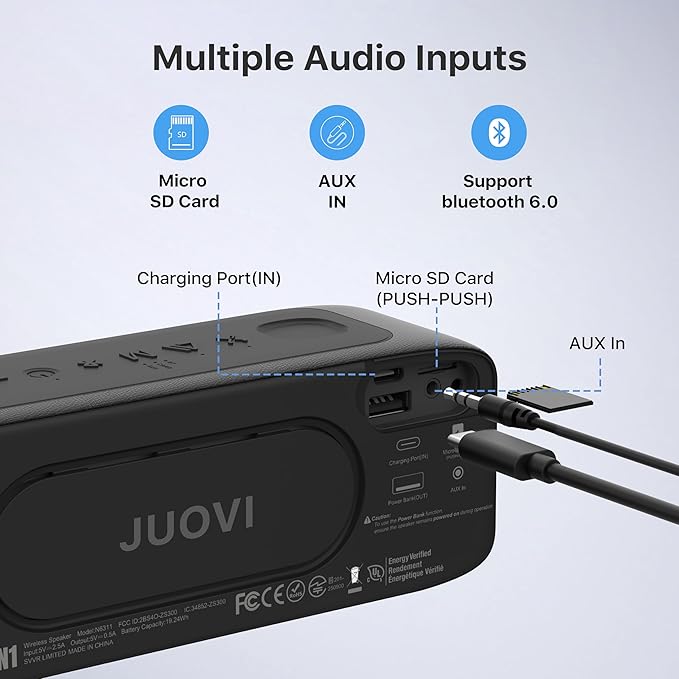 Bluetooth Speaker,20W Stereo Sound,Wireless Speaker with Bluetooth 6.0,24H Playtime,IP68 Waterproof Shower Speaker,TWS Pairing, Support TF Card,AUX 3.5mm Input,Speaker for Home,Outdoor,Travel