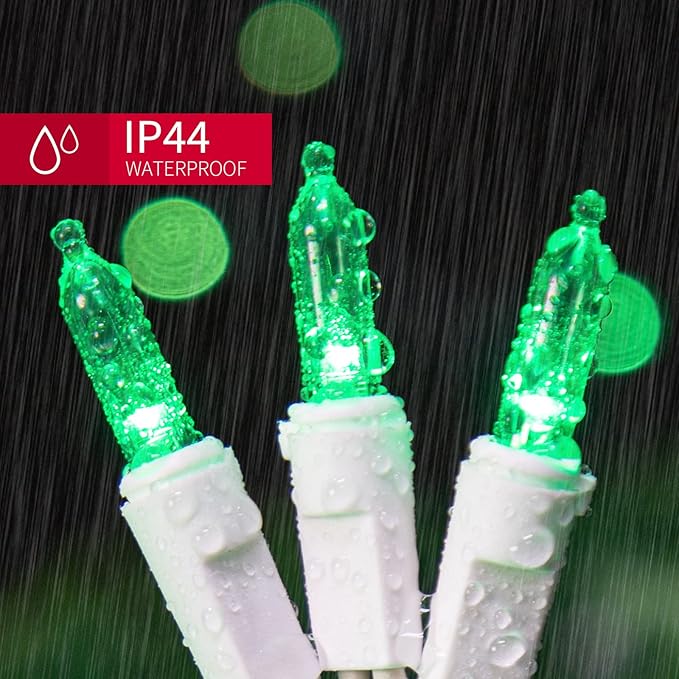 LAMPHOME St. Patrick Mini String Lights,100LED 21.6Ft St Patrick Day Lights, Waterproof Green Lights for Indoor Xmas Tree Garland Birthday Wedding Party Festival Decoration, White Wire