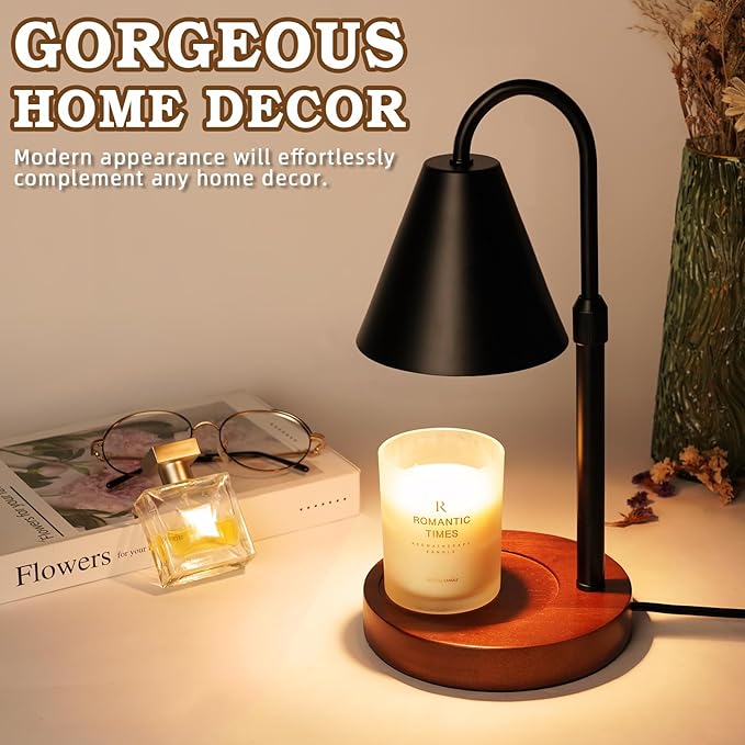 Candle Warmer Lamp with Timer Dimmable 2 Pack, Birthday Gifts for Women Mom, Modern Candle Lamp, Black Candle Warmer for Jar Scented Candles, Home Decor, Wax Melt Warmer with 4 Bulbs