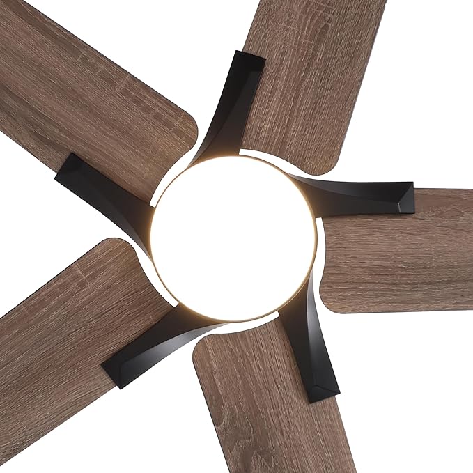 52 Inch Ceiling Fans with Lights and Remote Control for Bedroom, Modern Black Ceiling Fan with Quiet Reversible DC Motor, 3CCT, Dimmable, LED Lighting for Living Room, Patio, Indoor and Outdoor