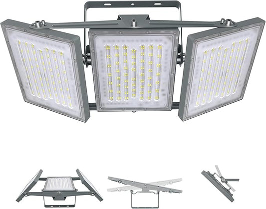 STASUN LED Flood Light Outdoor, Max Series 600W 60000lm 6000K Daylight IP66 Waterproof, Commercial Parking Lot Light,3 Heads for Yard Street Stadium House Floodlight Security Lights for Outdoor Area